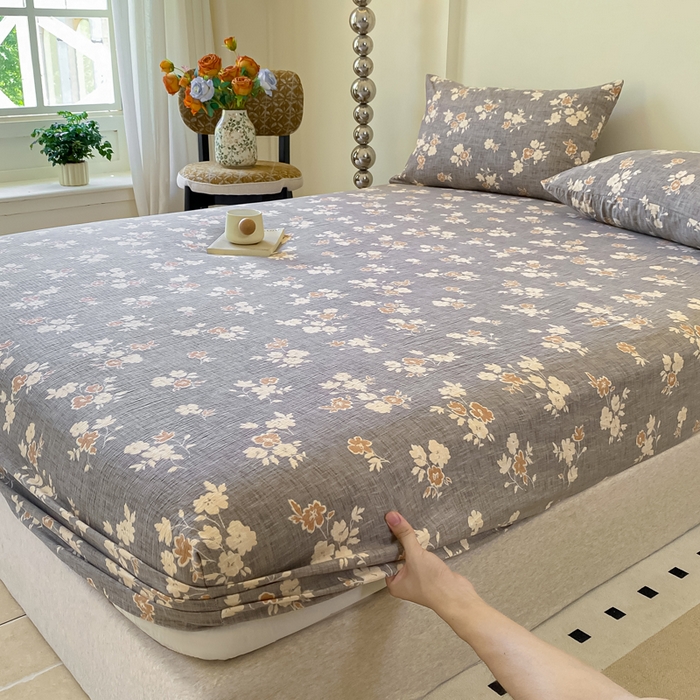 91家纺网 家纺一手货源 找家纺 一比一家纺 2026新款加厚原麻皱皱纱床笠单品床笠单件单床笠 罗曼