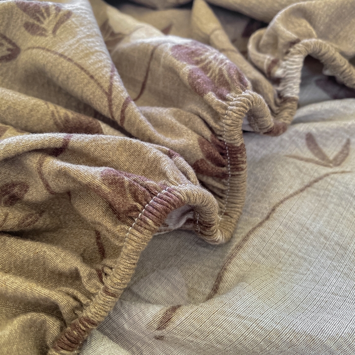 91家纺网 家纺一手货源 找家纺 一比一家纺 2026新款加厚原麻皱皱纱床笠单品床笠单件单床笠 南枝