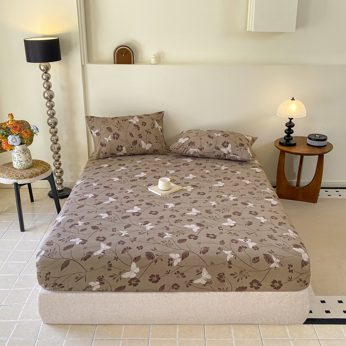 91家纺网 家纺一手货源 找家纺 一比一家纺 2026新款加厚原麻皱皱纱床笠单品床笠单件单床笠 南枝