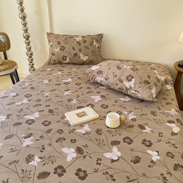 91家纺网 家纺一手货源 找家纺 一比一家纺 2026新款加厚原麻皱皱纱床笠单品床笠单件单床笠 南枝