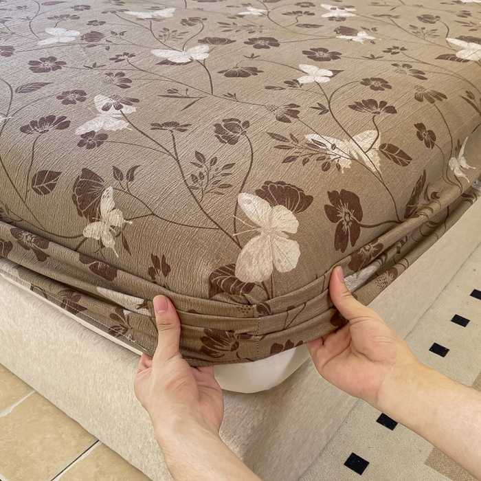 91家纺网 家纺一手货源 找家纺 一比一家纺 2026新款加厚原麻皱皱纱床笠单品床笠单件单床笠 南枝