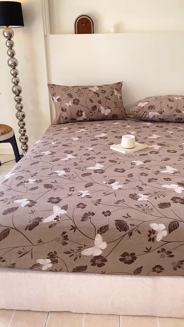 91家纺网 家纺一手货源 找家纺 一比一家纺 2026新款加厚原麻皱皱纱床笠单品床笠单件单床笠 南枝