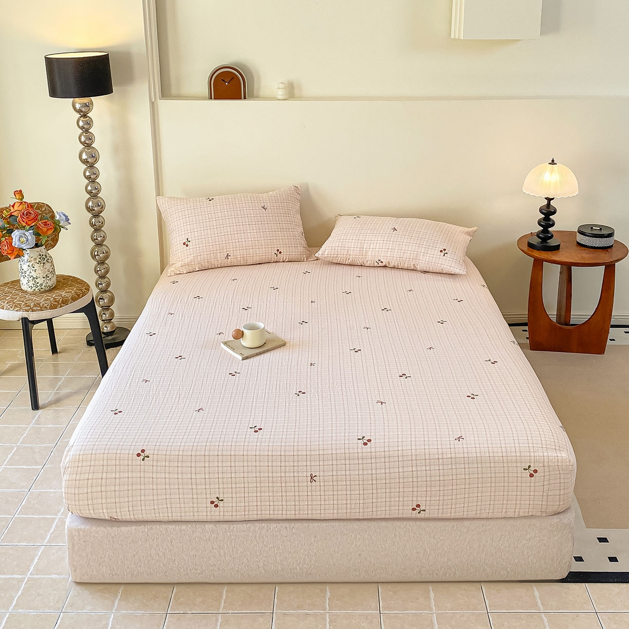 91家纺网 家纺一手货源 找家纺 一比一家纺 2026新款加厚原麻皱皱纱床笠单品床笠单件单床笠 妮可