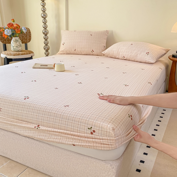 91家纺网 家纺一手货源 找家纺 一比一家纺 2026新款加厚原麻皱皱纱床笠单品床笠单件单床笠 妮可