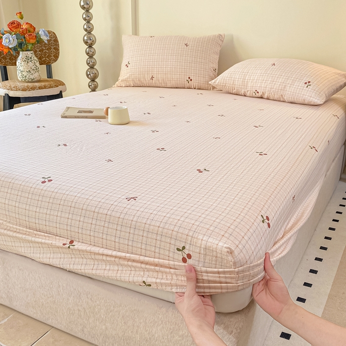 91家纺网 家纺一手货源 找家纺 一比一家纺 2026新款加厚原麻皱皱纱床笠单品床笠单件单床笠 妮可