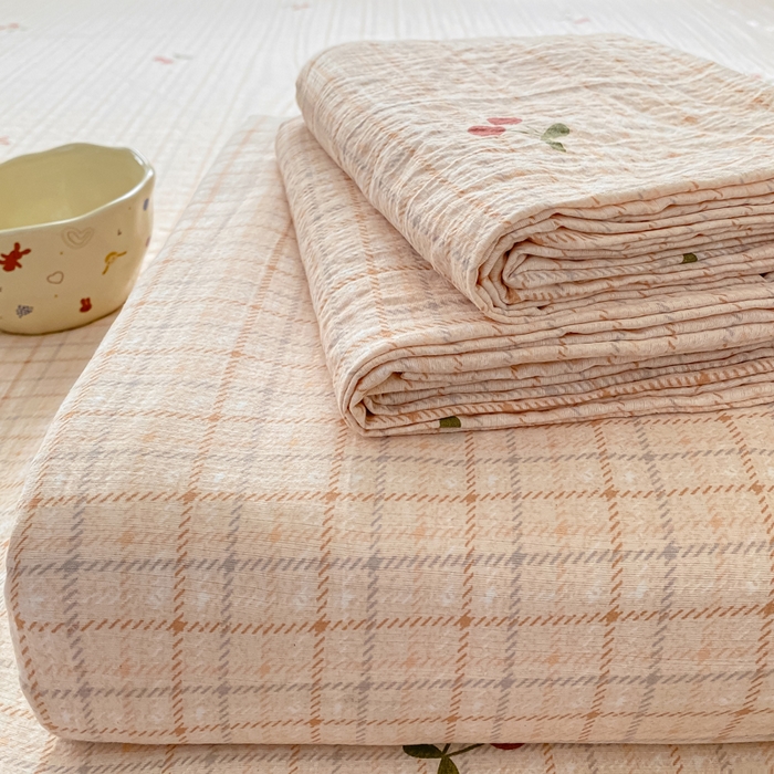 91家纺网 家纺一手货源 找家纺 一比一家纺 2026新款加厚原麻皱皱纱床笠单品床笠单件单床笠 妮可