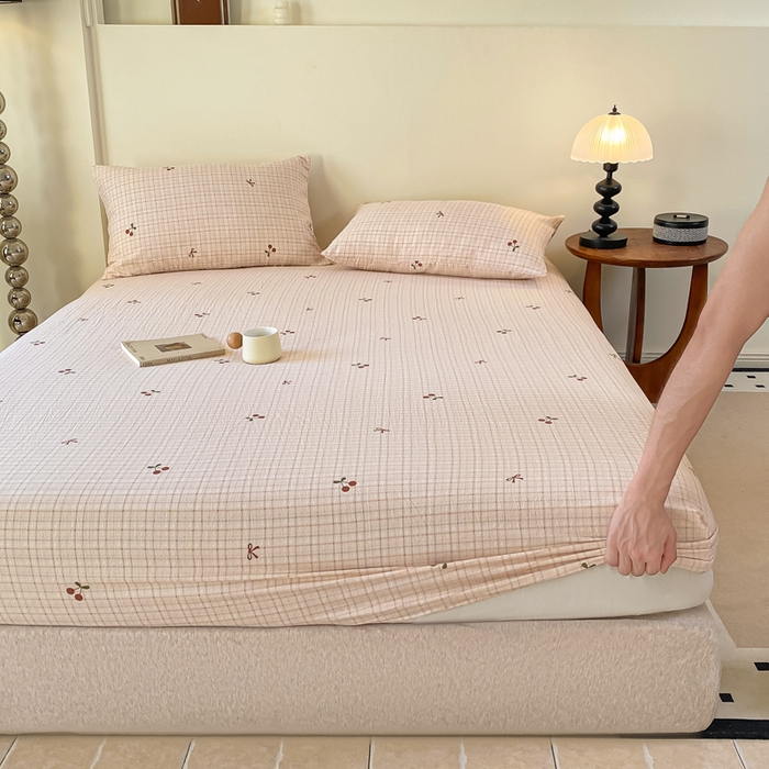 91家纺网 家纺一手货源 找家纺 一比一家纺 2026新款加厚原麻皱皱纱床笠单品床笠单件单床笠 妮可