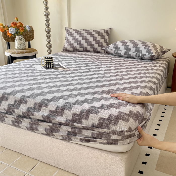 91家纺网 家纺一手货源 找家纺 一比一家纺 2026新款加厚原麻皱皱纱床笠单品床笠单件单床笠 品格