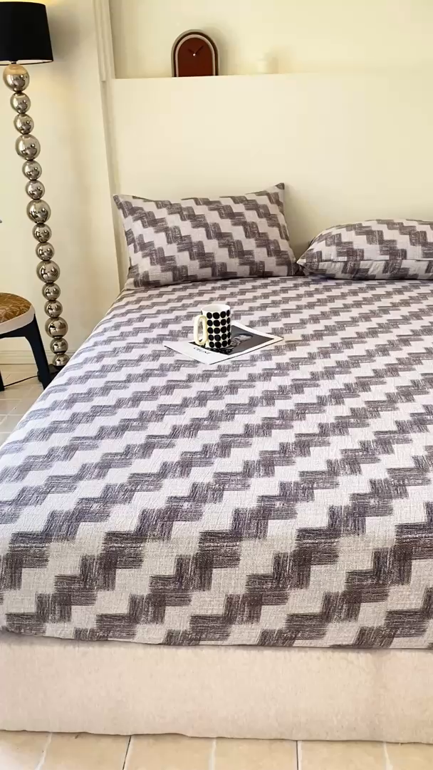 91家纺网 家纺一手货源 找家纺 一比一家纺 2026新款加厚原麻皱皱纱床笠单品床笠单件单床笠 品格