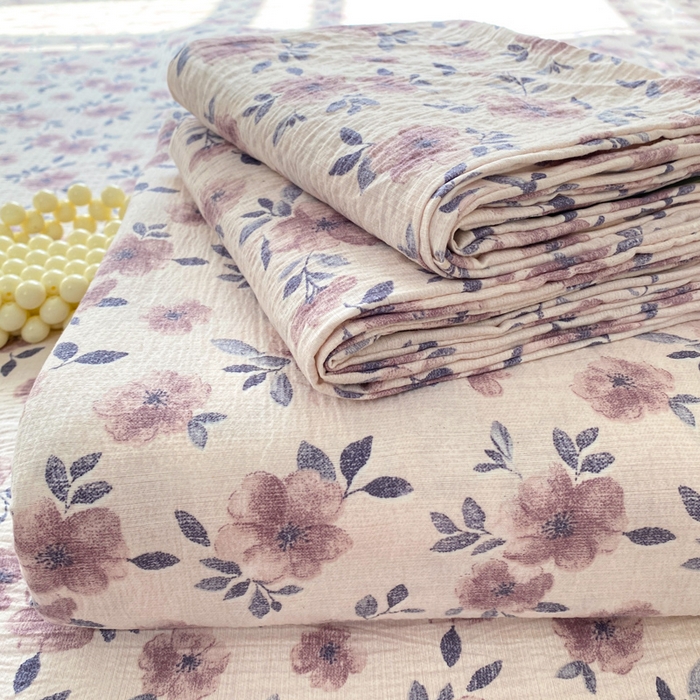 91家纺网 家纺一手货源 找家纺 一比一家纺 2026新款加厚原麻皱皱纱床笠单品床笠单件单床笠 蔷薇苑