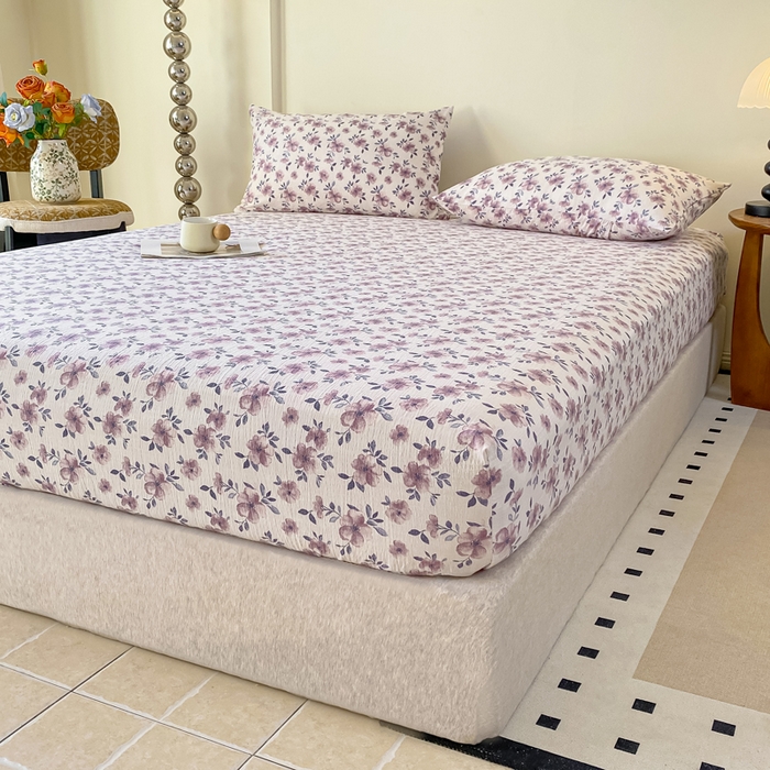 91家纺网 家纺一手货源 找家纺 一比一家纺 2026新款加厚原麻皱皱纱床笠单品床笠单件单床笠 蔷薇苑