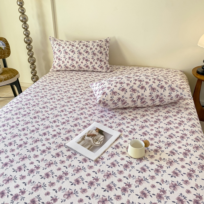 91家纺网 家纺一手货源 找家纺 一比一家纺 2026新款加厚原麻皱皱纱床笠单品床笠单件单床笠 蔷薇苑