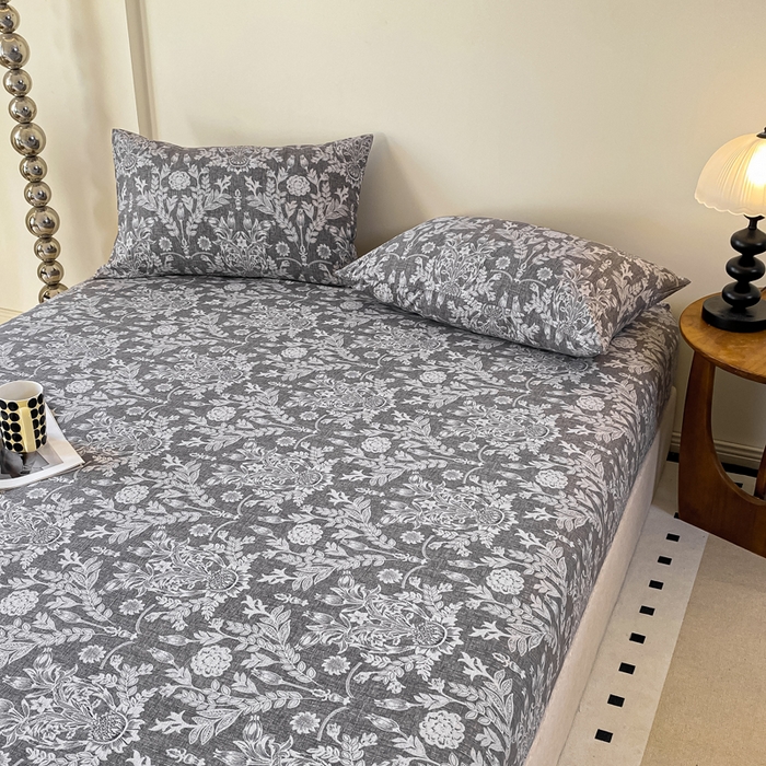 91家纺网 家纺一手货源 找家纺 一比一家纺 2026新款加厚原麻皱皱纱床笠单品床笠单件单床笠 夕雾