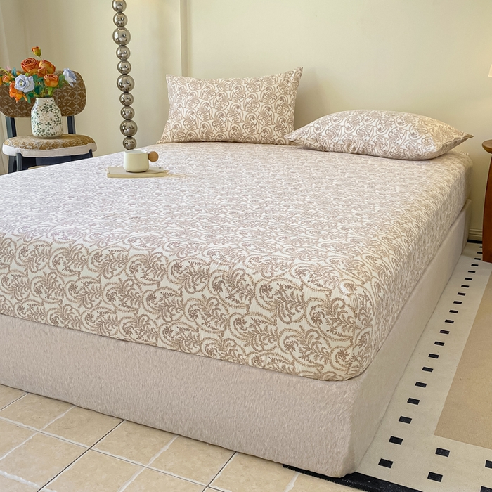 91家纺网 家纺一手货源 找家纺 一比一家纺 2026新款加厚原麻皱皱纱床笠单品床笠单件单床笠 幸福里-桔