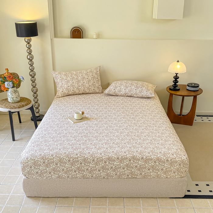 91家纺网 家纺一手货源 找家纺 一比一家纺 2026新款加厚原麻皱皱纱床笠单品床笠单件单床笠 幸福里-桔