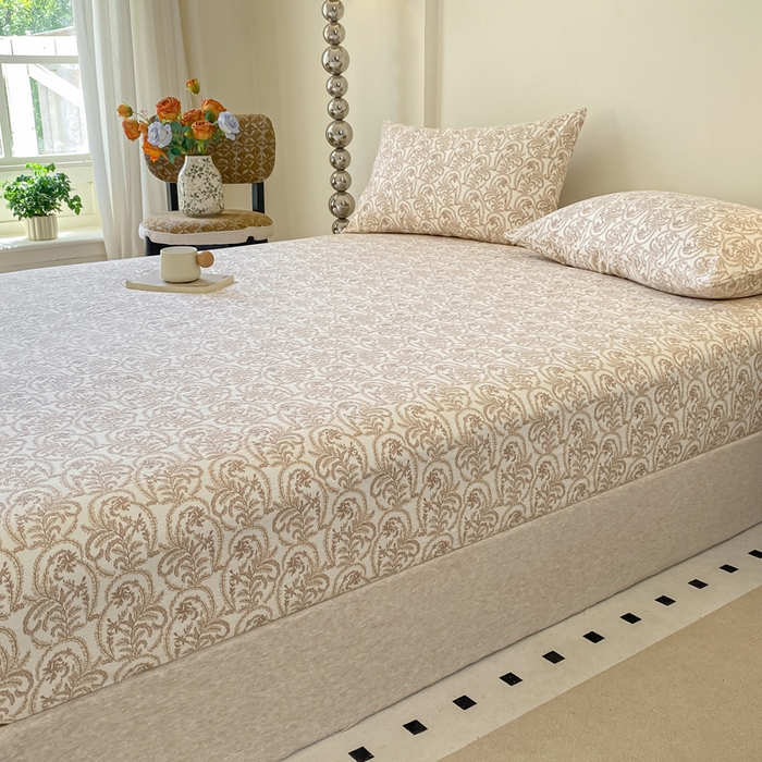 91家纺网 家纺一手货源 找家纺 一比一家纺 2026新款加厚原麻皱皱纱床笠单品床笠单件单床笠 幸福里-桔