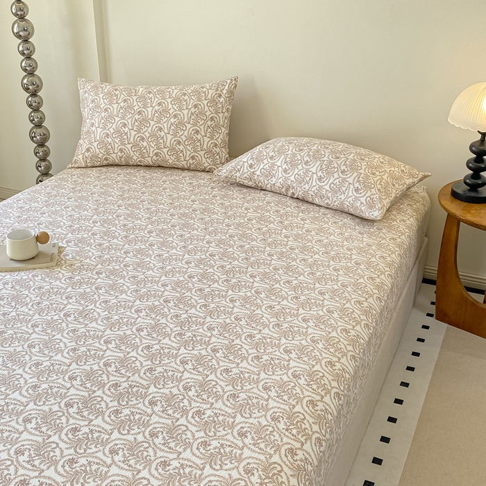 91家纺网 家纺一手货源 找家纺 一比一家纺 2026新款加厚原麻皱皱纱床笠单品床笠单件单床笠 幸福里-桔