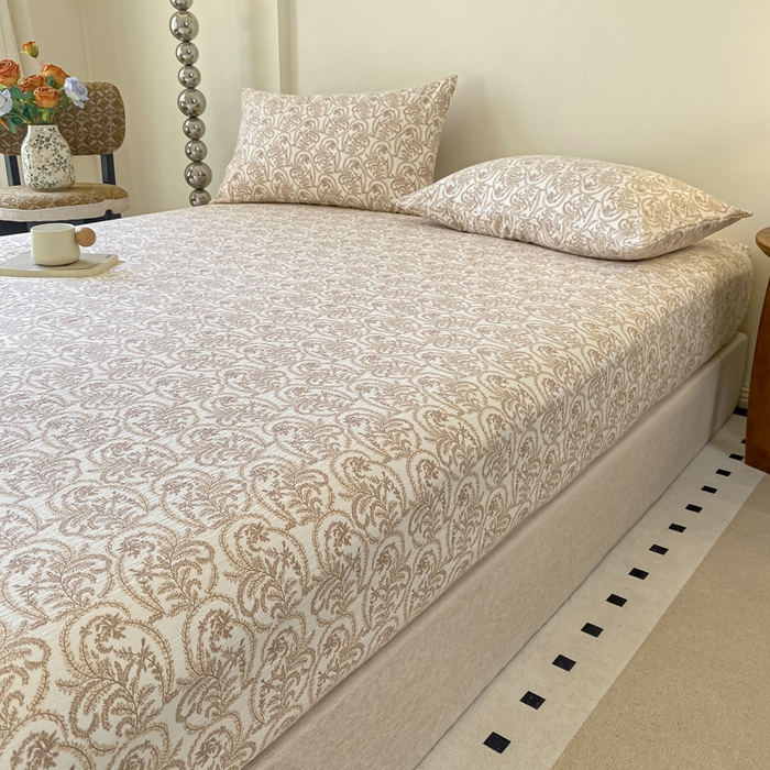 91家纺网 家纺一手货源 找家纺 一比一家纺 2026新款加厚原麻皱皱纱床笠单品床笠单件单床笠 幸福里-桔