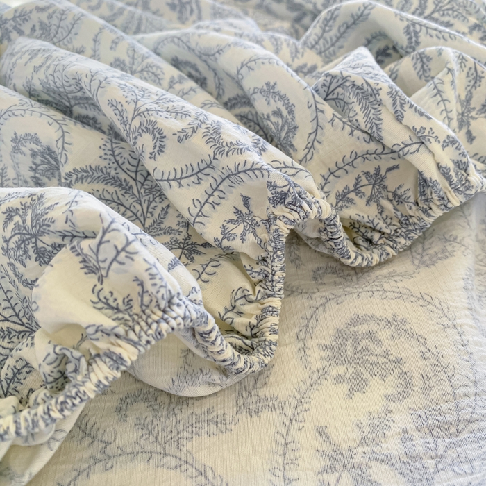 91家纺网 家纺一手货源 找家纺 一比一家纺 2026新款加厚原麻皱皱纱床笠单品床笠单件单床笠 幸福里-兰