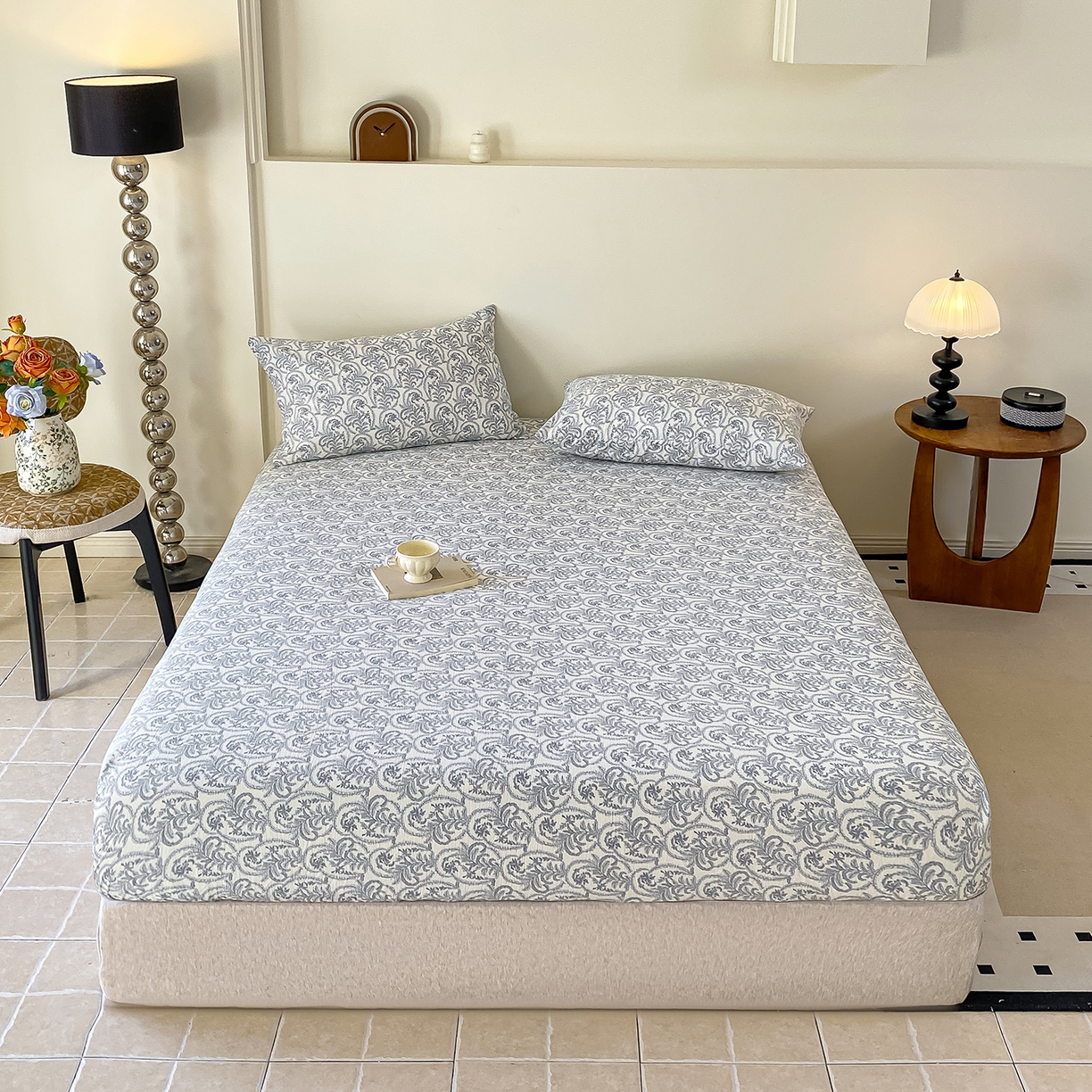 91家纺网 家纺一手货源 找家纺 一比一家纺 2026新款加厚原麻皱皱纱床笠单品床笠单件单床笠 幸福里-兰