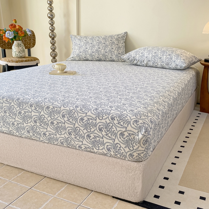 91家纺网 家纺一手货源 找家纺 一比一家纺 2026新款加厚原麻皱皱纱床笠单品床笠单件单床笠 幸福里-兰