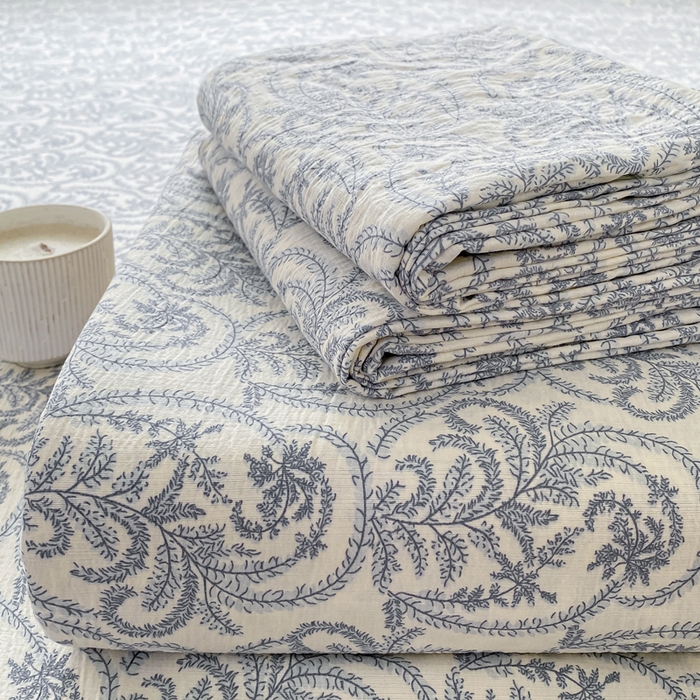 91家纺网 家纺一手货源 找家纺 一比一家纺 2026新款加厚原麻皱皱纱床笠单品床笠单件单床笠 幸福里-兰