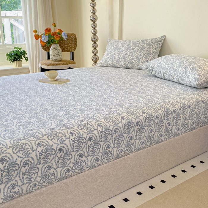 91家纺网 家纺一手货源 找家纺 一比一家纺 2026新款加厚原麻皱皱纱床笠单品床笠单件单床笠 幸福里-兰