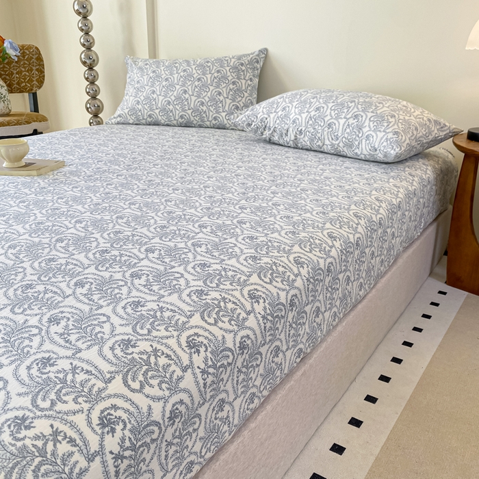 91家纺网 家纺一手货源 找家纺 一比一家纺 2026新款加厚原麻皱皱纱床笠单品床笠单件单床笠 幸福里-兰