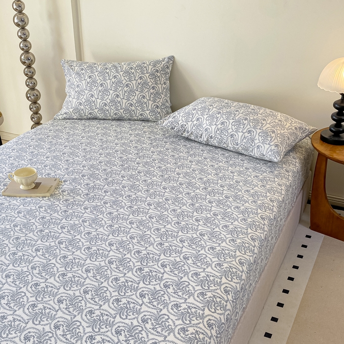 91家纺网 家纺一手货源 找家纺 一比一家纺 2026新款加厚原麻皱皱纱床笠单品床笠单件单床笠 幸福里-兰