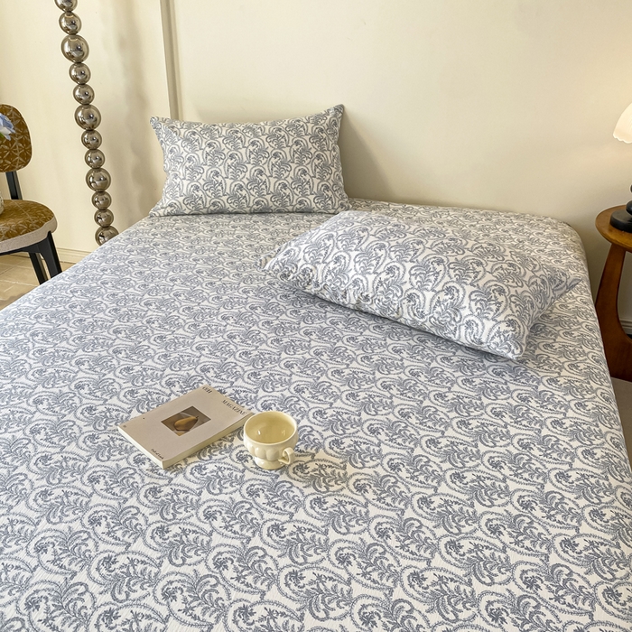 91家纺网 家纺一手货源 找家纺 一比一家纺 2026新款加厚原麻皱皱纱床笠单品床笠单件单床笠 幸福里-兰