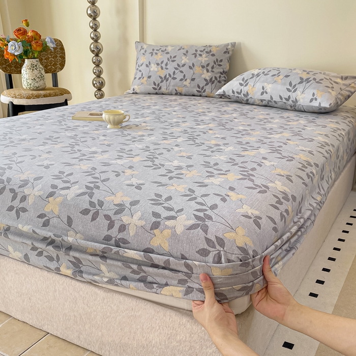 91家纺网 家纺一手货源 找家纺 一比一家纺 2026新款加厚原麻皱皱纱床笠单品床笠单件单床笠 雅韵