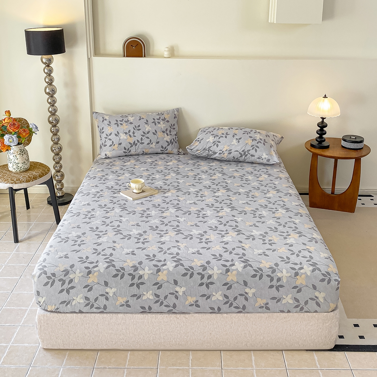 91家纺网 家纺一手货源 找家纺 一比一家纺 2026新款加厚原麻皱皱纱床笠单品床笠单件单床笠 雅韵