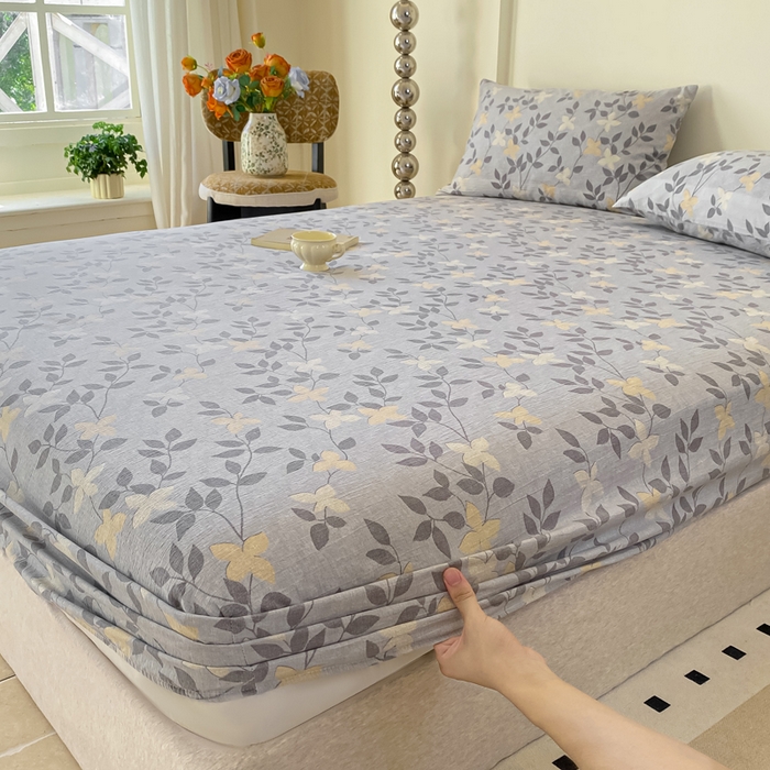 91家纺网 家纺一手货源 找家纺 一比一家纺 2026新款加厚原麻皱皱纱床笠单品床笠单件单床笠 雅韵