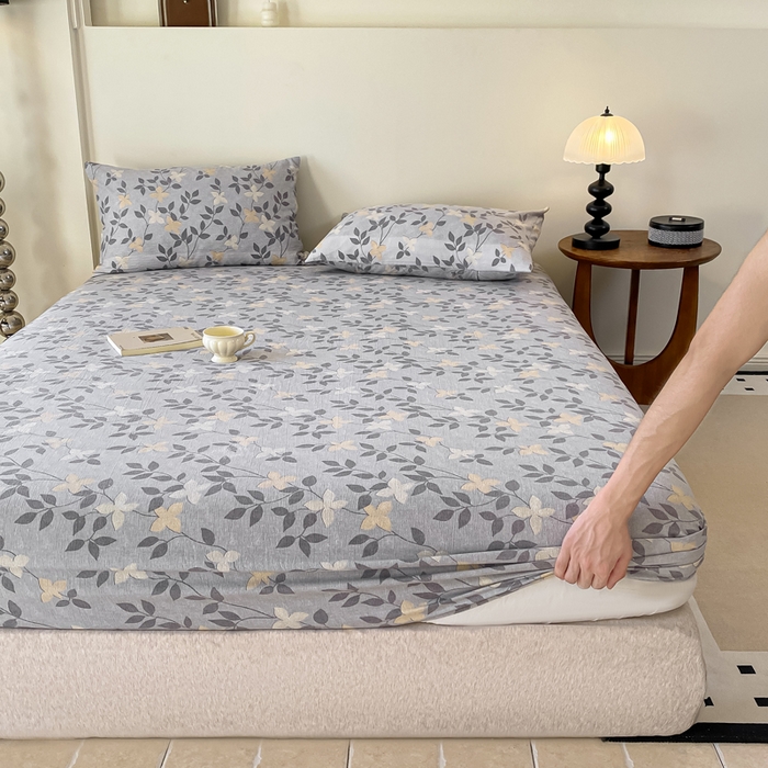 91家纺网 家纺一手货源 找家纺 一比一家纺 2026新款加厚原麻皱皱纱床笠单品床笠单件单床笠 雅韵