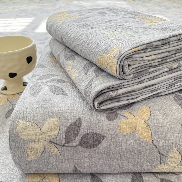 91家纺网 家纺一手货源 找家纺 一比一家纺 2026新款加厚原麻皱皱纱床笠单品床笠单件单床笠 雅韵