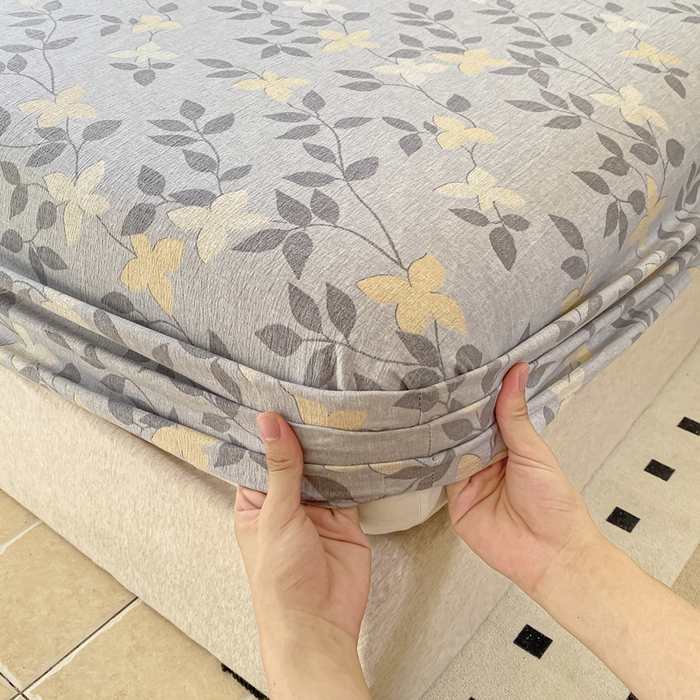 91家纺网 家纺一手货源 找家纺 一比一家纺 2026新款加厚原麻皱皱纱床笠单品床笠单件单床笠 雅韵