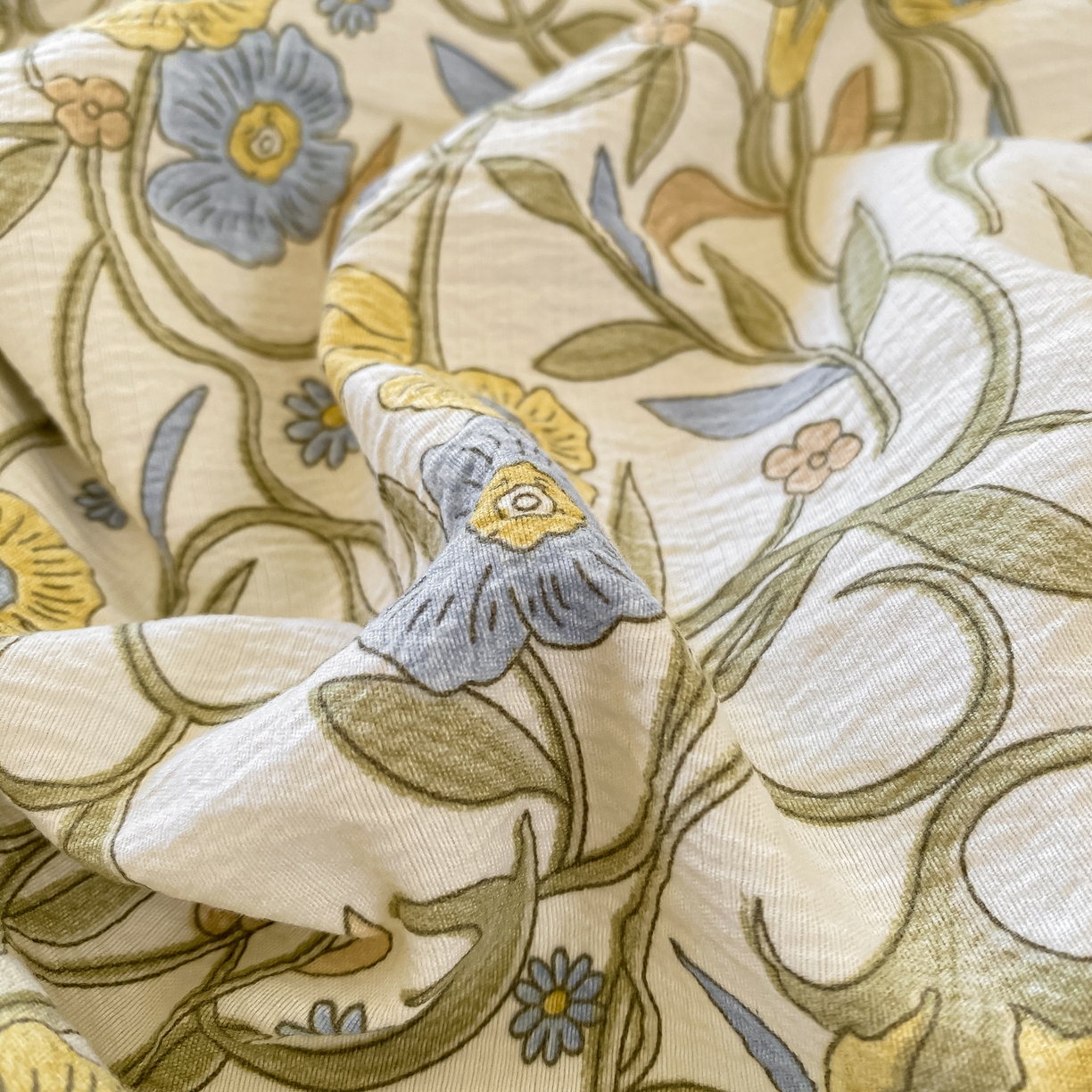 91家纺网 家纺一手货源 找家纺 一比一家纺 2026新款加厚原麻皱皱纱床笠单品床笠单件单床笠 月见