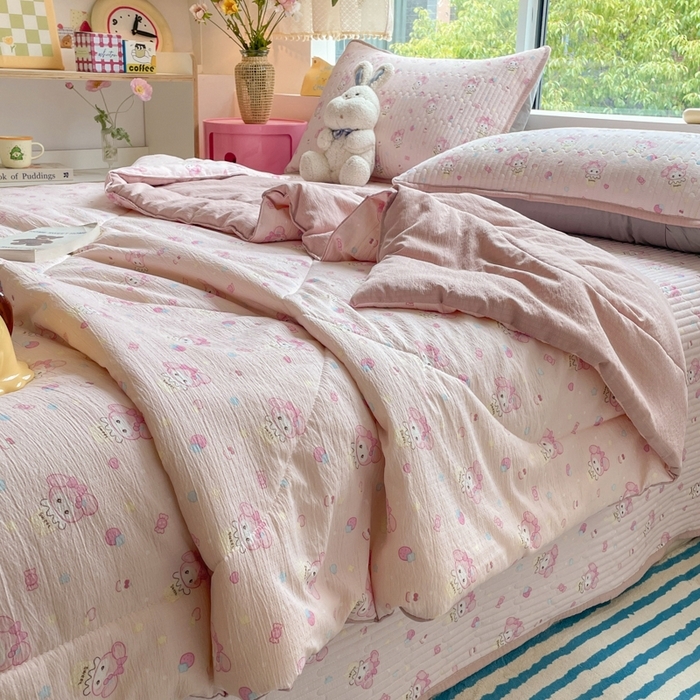 91家纺网 家纺一手货源 找家纺 （总）铺尚美家纺 2025新款7A抗菌云感双层纱床盖夏被夏凉被空调被四件套