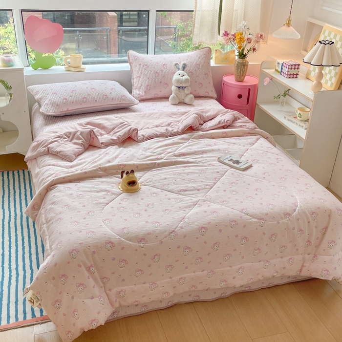 91家纺网 家纺一手货源 找家纺 （总）铺尚美家纺 2025新款7A抗菌云感双层纱床盖夏被夏凉被空调被四件套