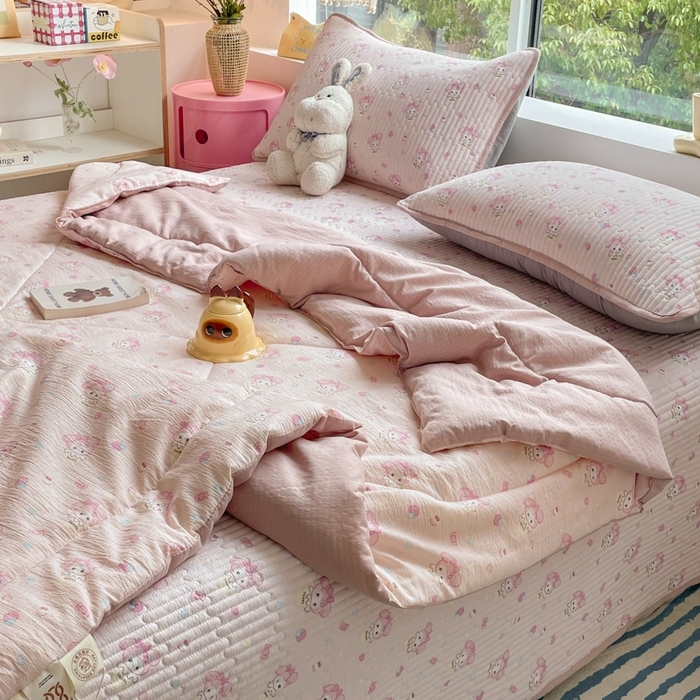 91家纺网 家纺一手货源 找家纺 （总）铺尚美家纺 2025新款7A抗菌云感双层纱床盖夏被夏凉被空调被四件套