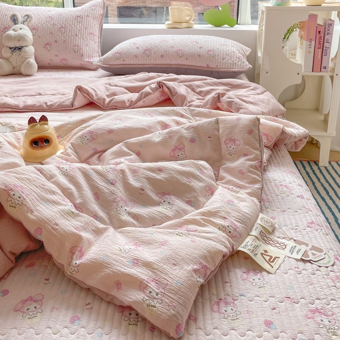 91家纺网 家纺一手货源 找家纺 （总）铺尚美家纺 2025新款7A抗菌云感双层纱床盖夏被夏凉被空调被四件套