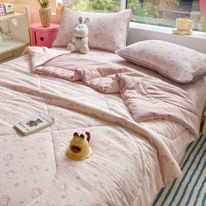 91家纺网 家纺一手货源 找家纺 （总）铺尚美家纺 2025新款7A抗菌云感双层纱床盖夏被夏凉被空调被四件套