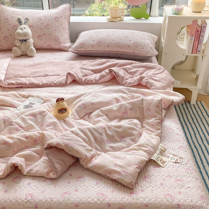 91家纺网 家纺一手货源 找家纺 （总）铺尚美家纺 2025新款7A抗菌云感双层纱床盖夏被夏凉被空调被四件套