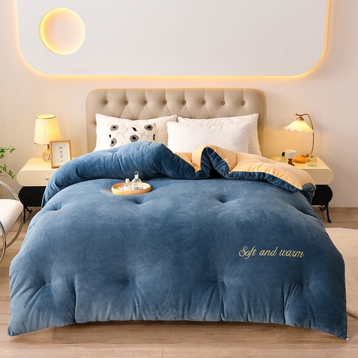 91家纺网 家纺一手货源 找家纺 （总）金多美家纺 2025新款双面牛奶绒刺绣冬被被子被芯