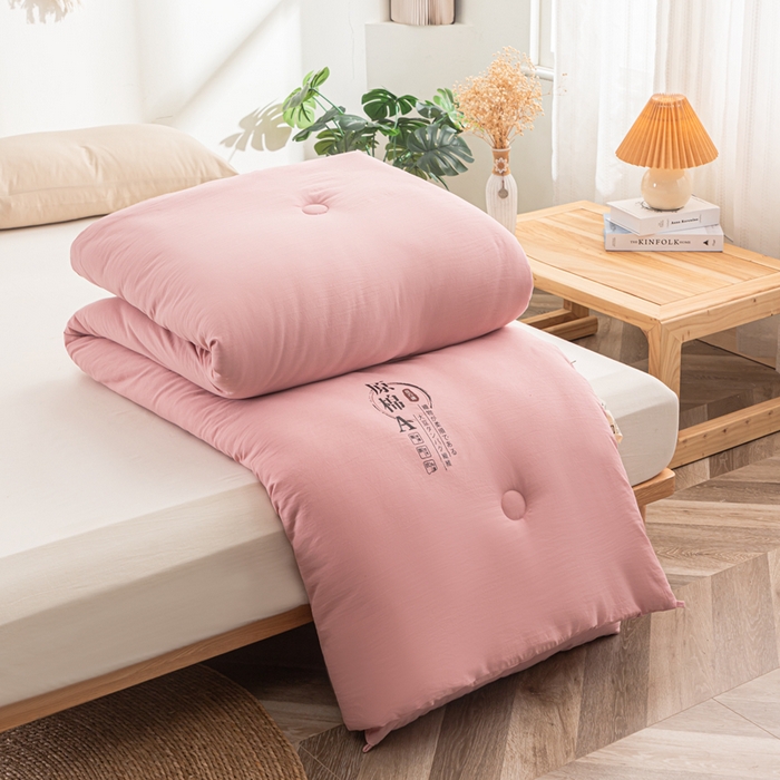 壹张床 2025新款A类针织棉原棉大豆被冬被子母被被芯子母扣系列  粉玉色