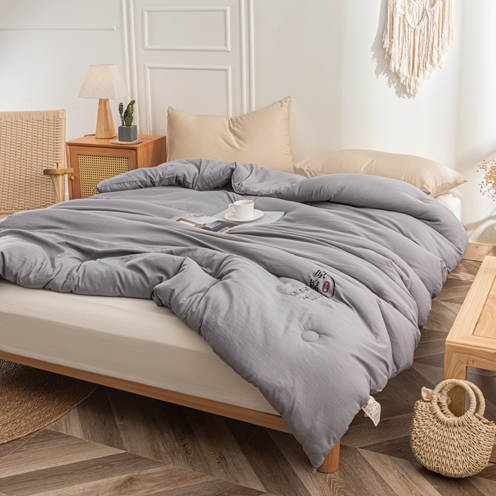 91家纺网 家纺一手货源 找家纺 壹张床 2025新款A类针织棉原棉大豆被冬被子母被被芯子母扣系列  银灰色