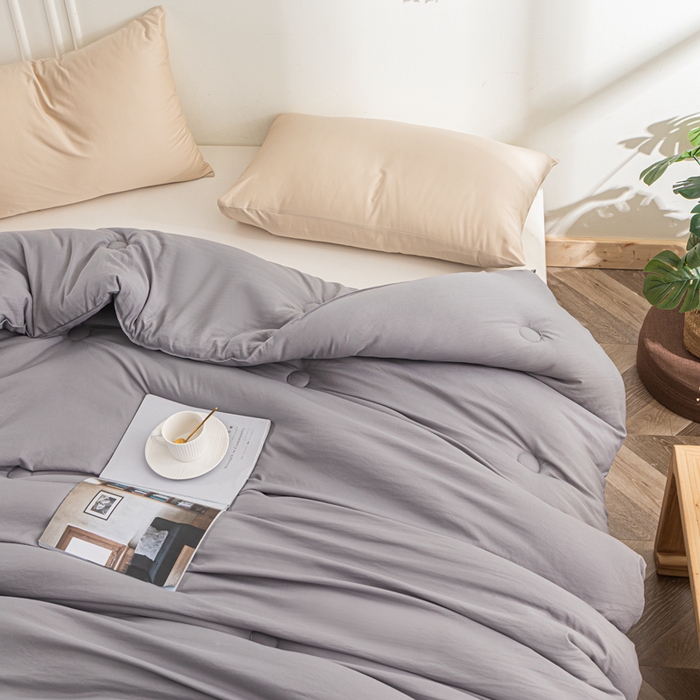 91家纺网 家纺一手货源 找家纺 壹张床 2025新款A类针织棉原棉大豆被冬被子母被被芯子母扣系列  银灰色