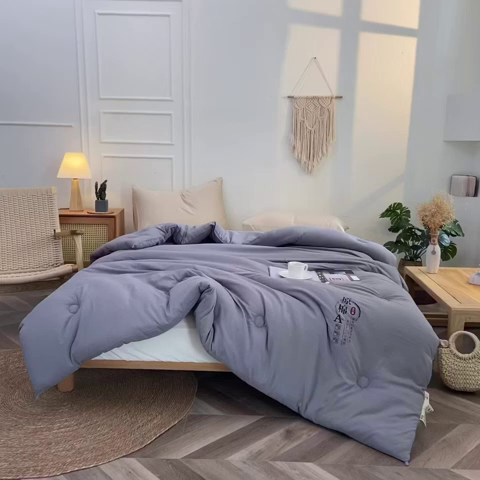 91家纺网 家纺一手货源 找家纺 壹张床 2025新款A类针织棉原棉大豆被冬被子母被被芯子母扣系列  银灰色