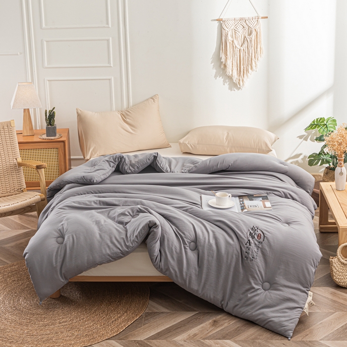 91家纺网 家纺一手货源 找家纺 壹张床 2025新款A类针织棉原棉大豆被冬被子母被被芯子母扣系列  银灰色