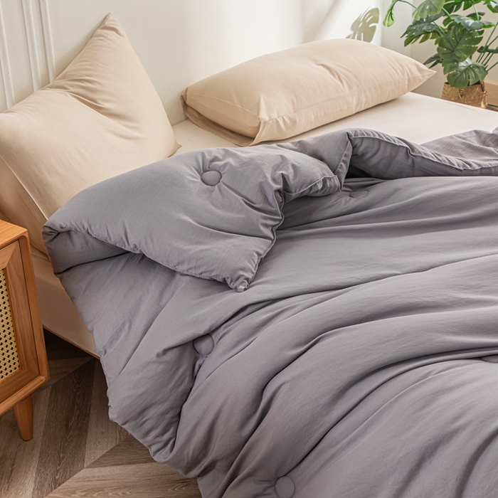 91家纺网 家纺一手货源 找家纺 壹张床 2025新款A类针织棉原棉大豆被冬被子母被被芯子母扣系列  银灰色